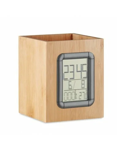 Bamboo penholder and LCD clock MANILA...