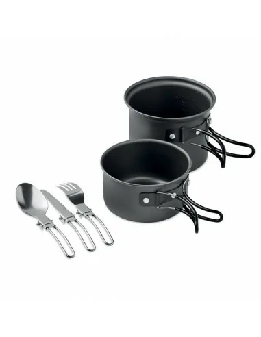 2 camping pots with cutlery POTTY SET...