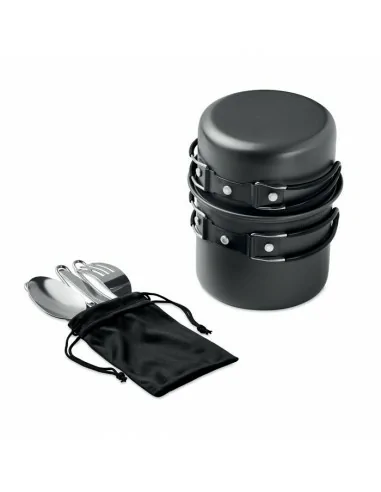 2 camping pots with cutlery POTTY SET...