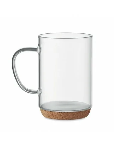Glass mug 400ml with cork base LISBO...