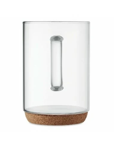 Glass mug 400ml with cork base LISBO...