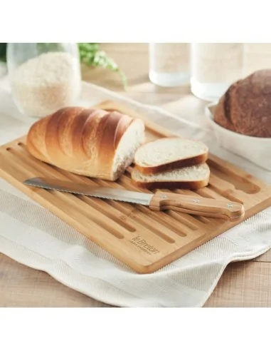 Set de tabla para cortar pan con cuchillo de madera promocionales