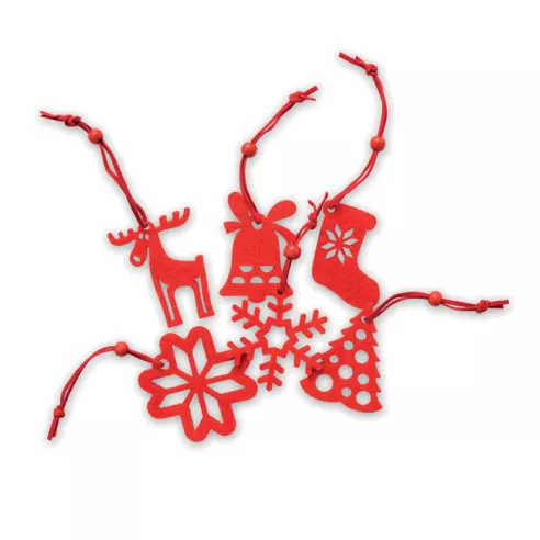 Set of 6 felt tree hangers ROUGE