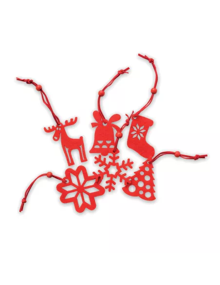 Set of 6 felt tree hangers ROUGE