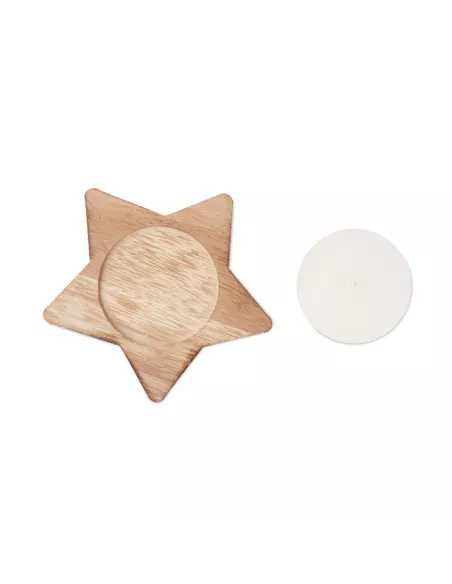 Candle on star wooden base LOTUS