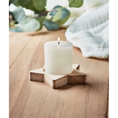 Candle on star wooden base LOTUS