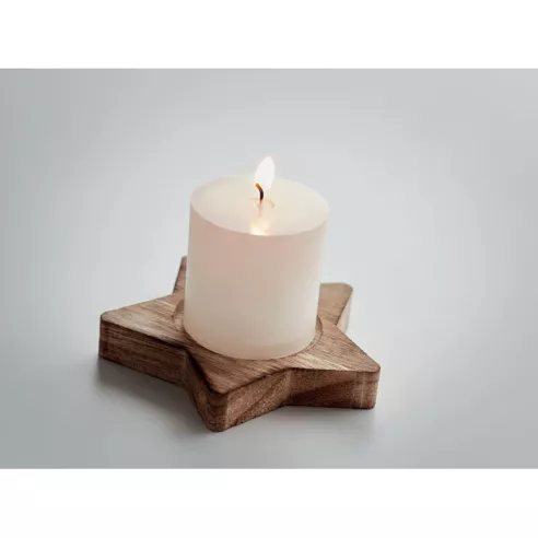 Candle on star wooden base LOTUS