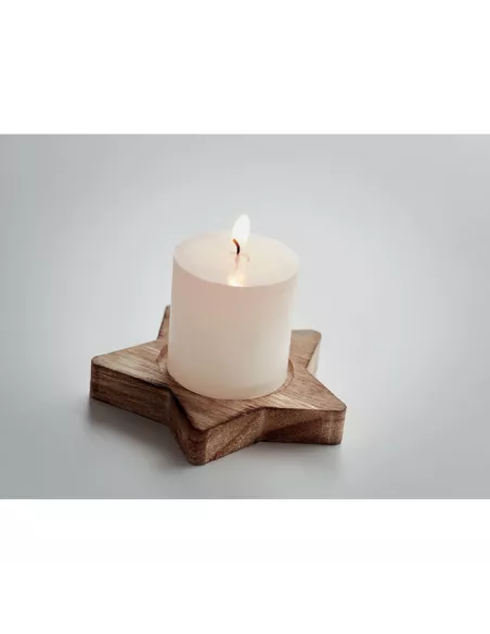 Candle on star wooden base LOTUS