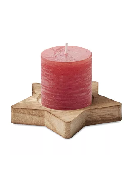 Candle on star wooden base LOTUS
