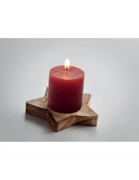 Candle on star wooden base LOTUS