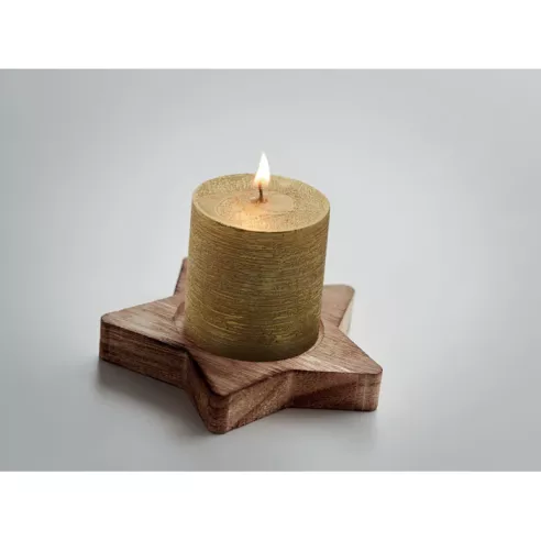 Candle on star wooden base LOTUS