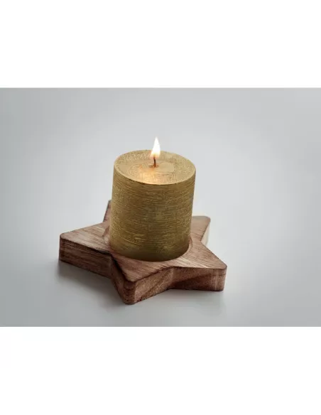 Candle on star wooden base LOTUS