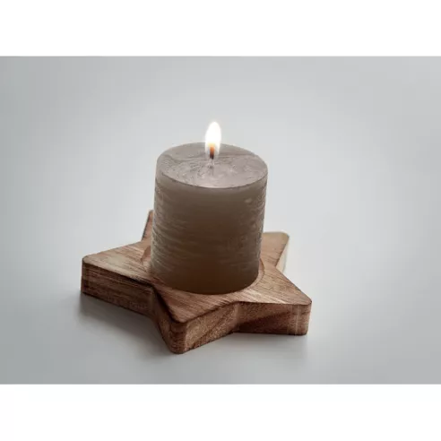 Candle on star wooden base LOTUS