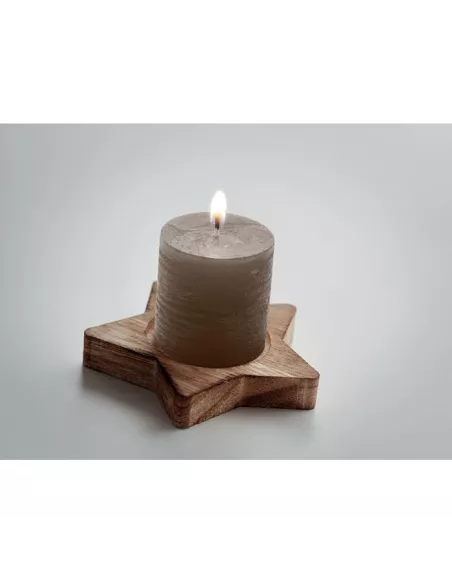 Candle on star wooden base LOTUS