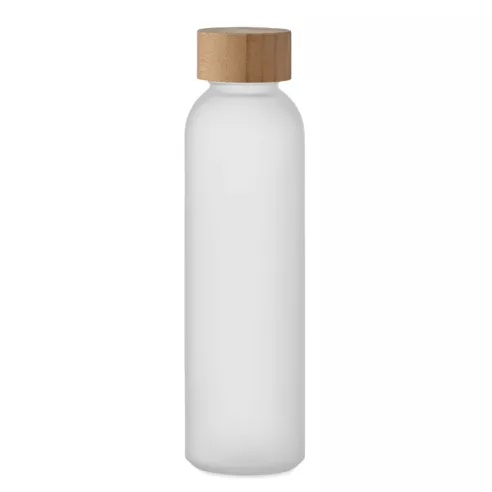 Custom ABE bottle 500 ml in frosted glass with bamboo cap