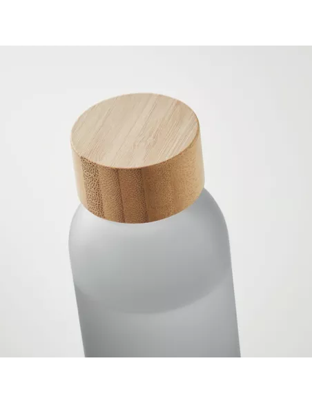 Custom ABE bottle 500 ml in frosted glass with bamboo cap