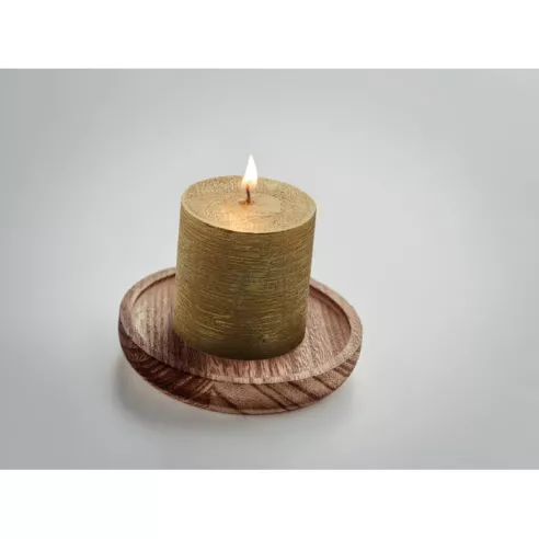 Candle on round wooden base PENTAS