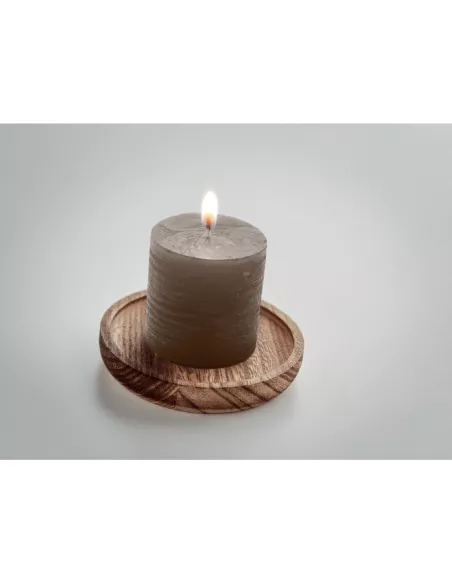 Candle on round wooden base PENTAS
