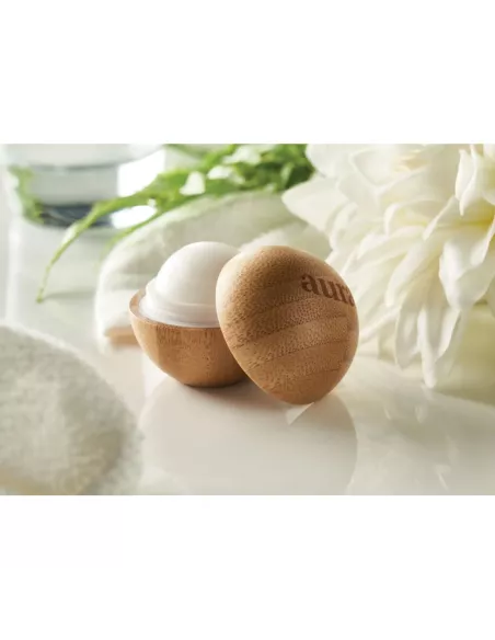 Lip balm in round bamboo case SOFT LUX