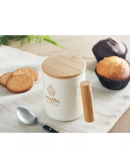 Porcelain mug with lid 380 ml MAJEST