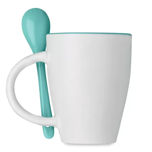 Bicolour mug with spoon 250 ml DUAL