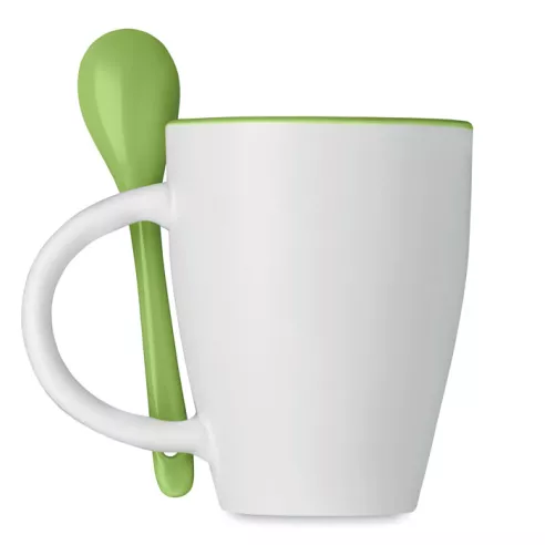 Bicolour mug with spoon 250 ml DUAL