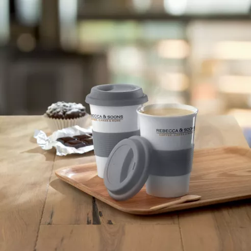 Taza cerámica y tapa silicona TRIBECA