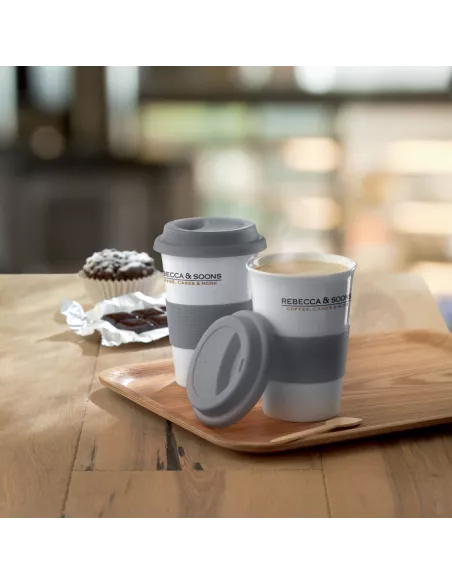 Taza cerámica y tapa silicona TRIBECA