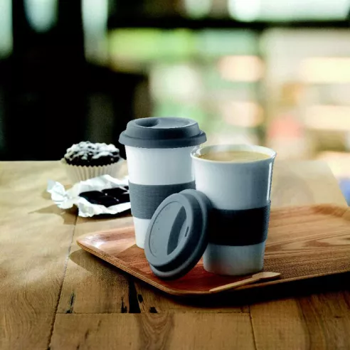 Taza cerámica y tapa silicona TRIBECA
