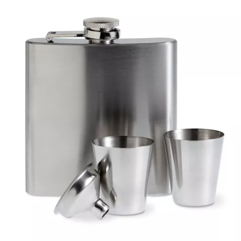 Slim hip flask w 2 cups set SLIMMY FLASK SET