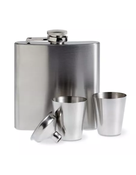 Slim hip flask w 2 cups set SLIMMY FLASK SET