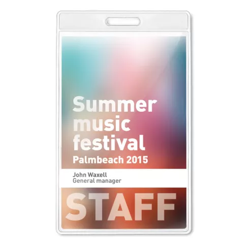 Transparent badge 7.5cmx12.5cm BADGO