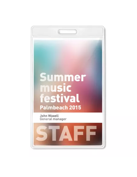 Transparent badge 7.5cmx12.5cm BADGO