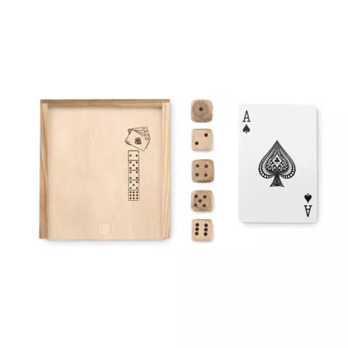 Cards and dices in box LAS VEGAS