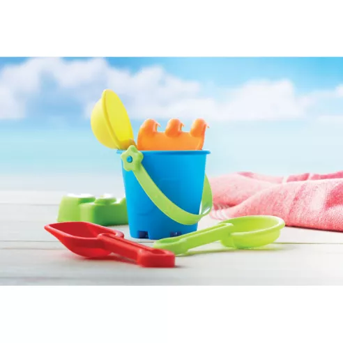 Cubo de playa con 6 juguetes PLAYA