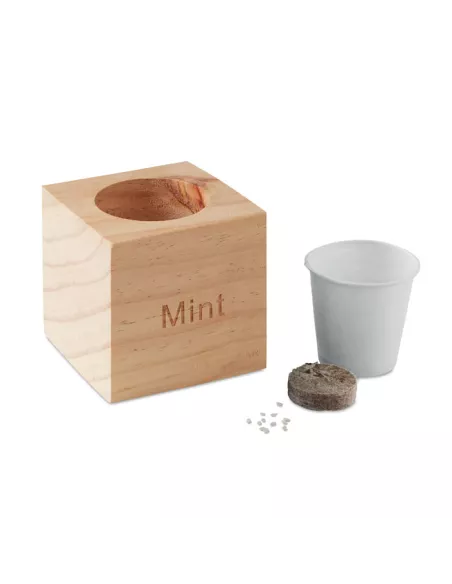 Herb pot wood "MINT" MENTA