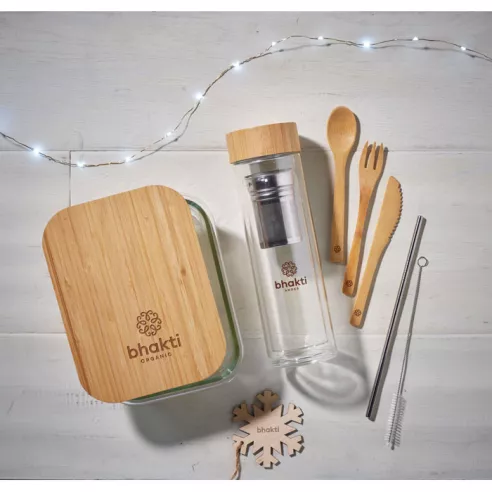 Fiambrera vidrio y tapa bambú TUNDRA LUNCHBOX
