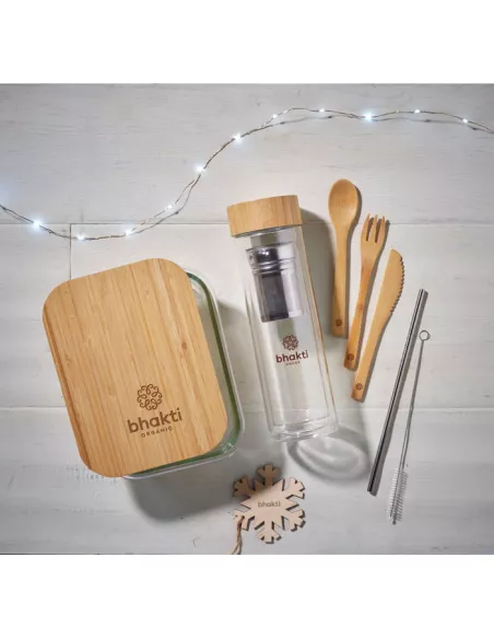 Fiambrera vidrio y tapa bambú TUNDRA LUNCHBOX