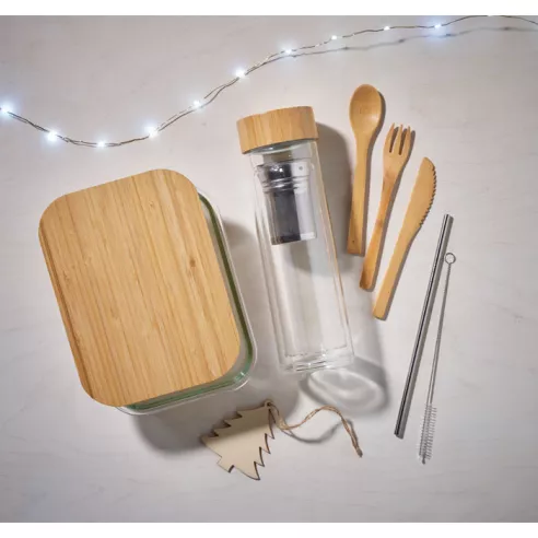 Fiambrera vidrio y tapa bambú TUNDRA LUNCHBOX