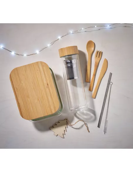 Fiambrera vidrio y tapa bambú TUNDRA LUNCHBOX