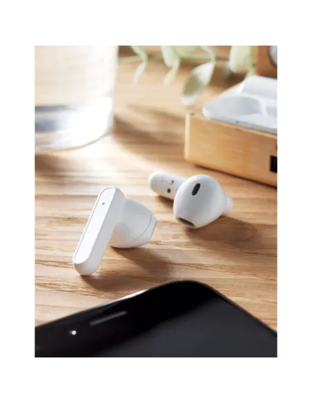 TWS earbuds in bamboo case OREBAM