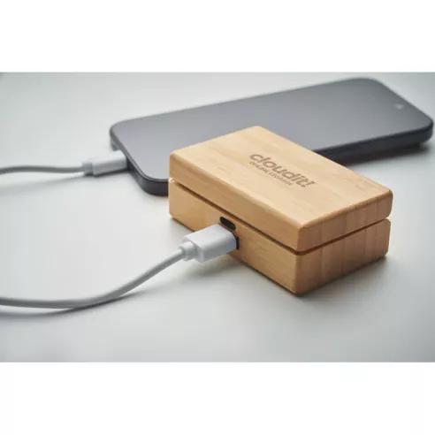 TWS earbuds in bamboo case OREBAM