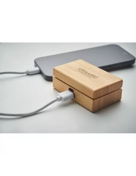 TWS earbuds in bamboo case OREBAM