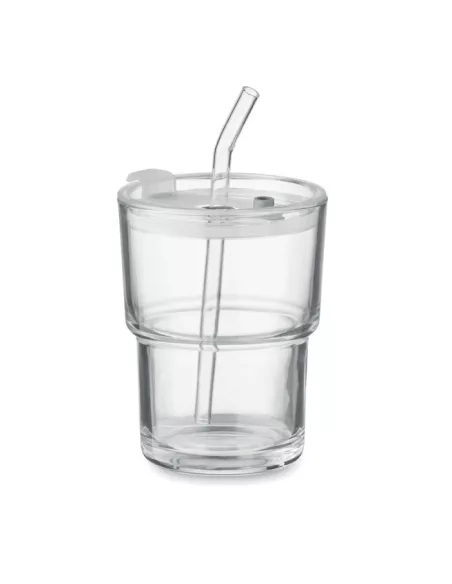 Glass tumbler with straw 400ml SIP