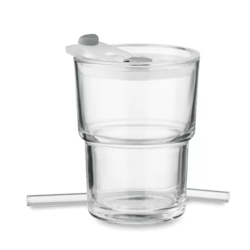 Glass tumbler with straw 400ml SIP