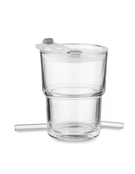 Glass tumbler with straw 400ml SIP