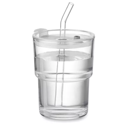 Glass tumbler with straw 400ml SIP