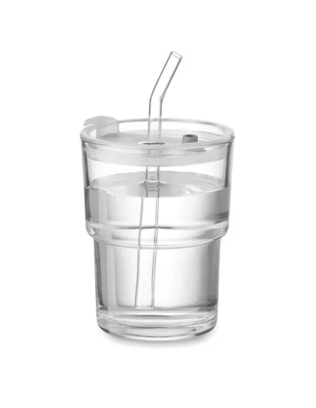 Glass tumbler with straw 400ml SIP