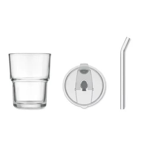 Glass tumbler with straw 400ml SIP
