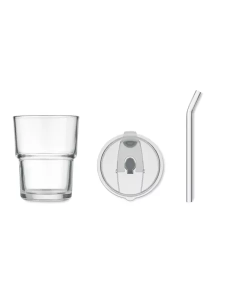Glass tumbler with straw 400ml SIP